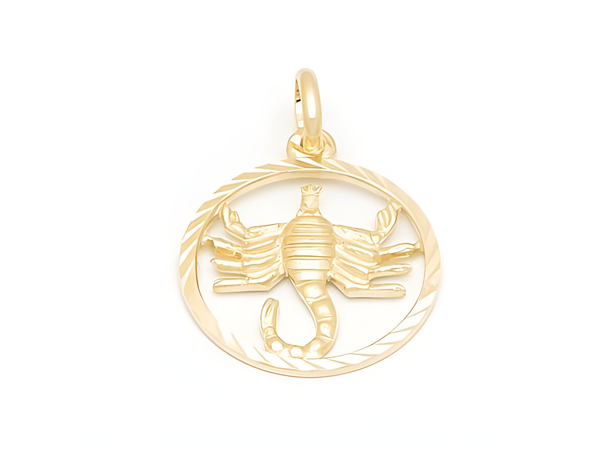 Goldener Anhänger mit diamantierter Skorpion-Form, 17 mm, vom Hersteller Juwelier Harnisch, symbolisiert das Sternzeichen Skorpion.