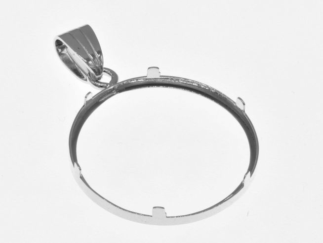 Schlichtes Münzfassung Anhänger aus 925 Sterling Silber, rhodiniert, für Münzen bis 25 mm Durchmesser, Hersteller Juwelier Harnisch, ideal für individuelle Schmuckgestaltungen.