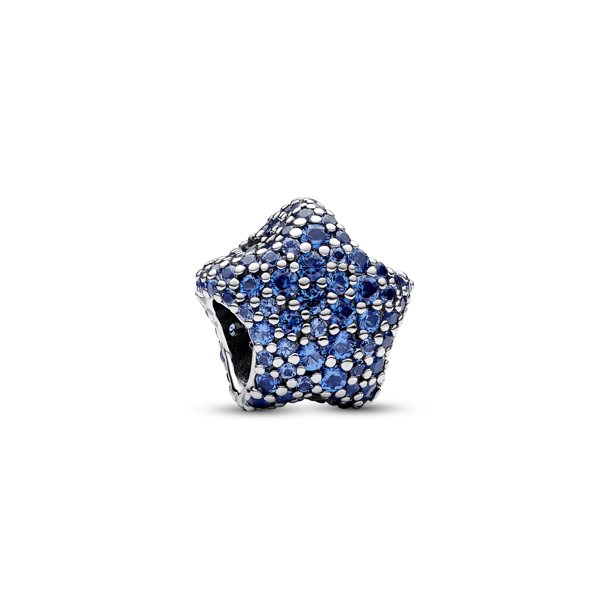 Pandora Auffälliges Pavé-Stern Charm - Sterling Silber - Kristall Blau