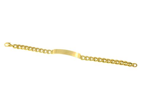 Damen Gold Armband mit Gravurplatte 21 cm von Juwelier Harnisch, schlichtes Design, ideal für persönliche Gravuren, hochwertiges Material, elegant und zeitlos.