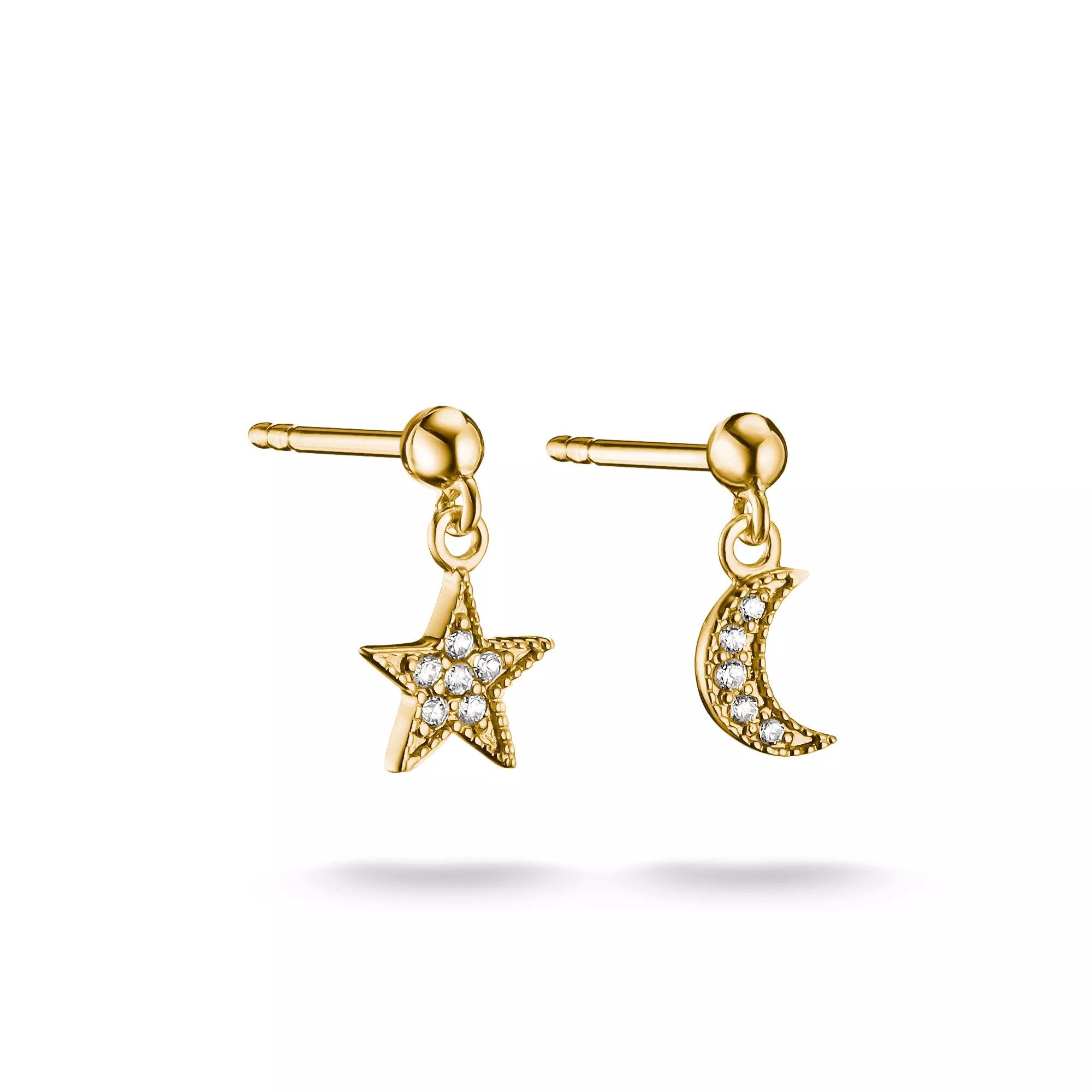 Thomas Sabo Ohrstecker Mond und Stern - 18k Gelbgold Vergoldung - Zirkonia – Ansicht 2