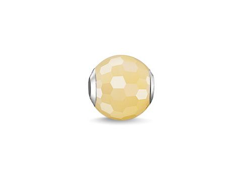 Gelber Aventurin Bead von Thomas Sabo, K0127-010-4, aus Silber mit facettiertem, hellgelbem Aventurin, ideal für individuelles Schmuckdesign.