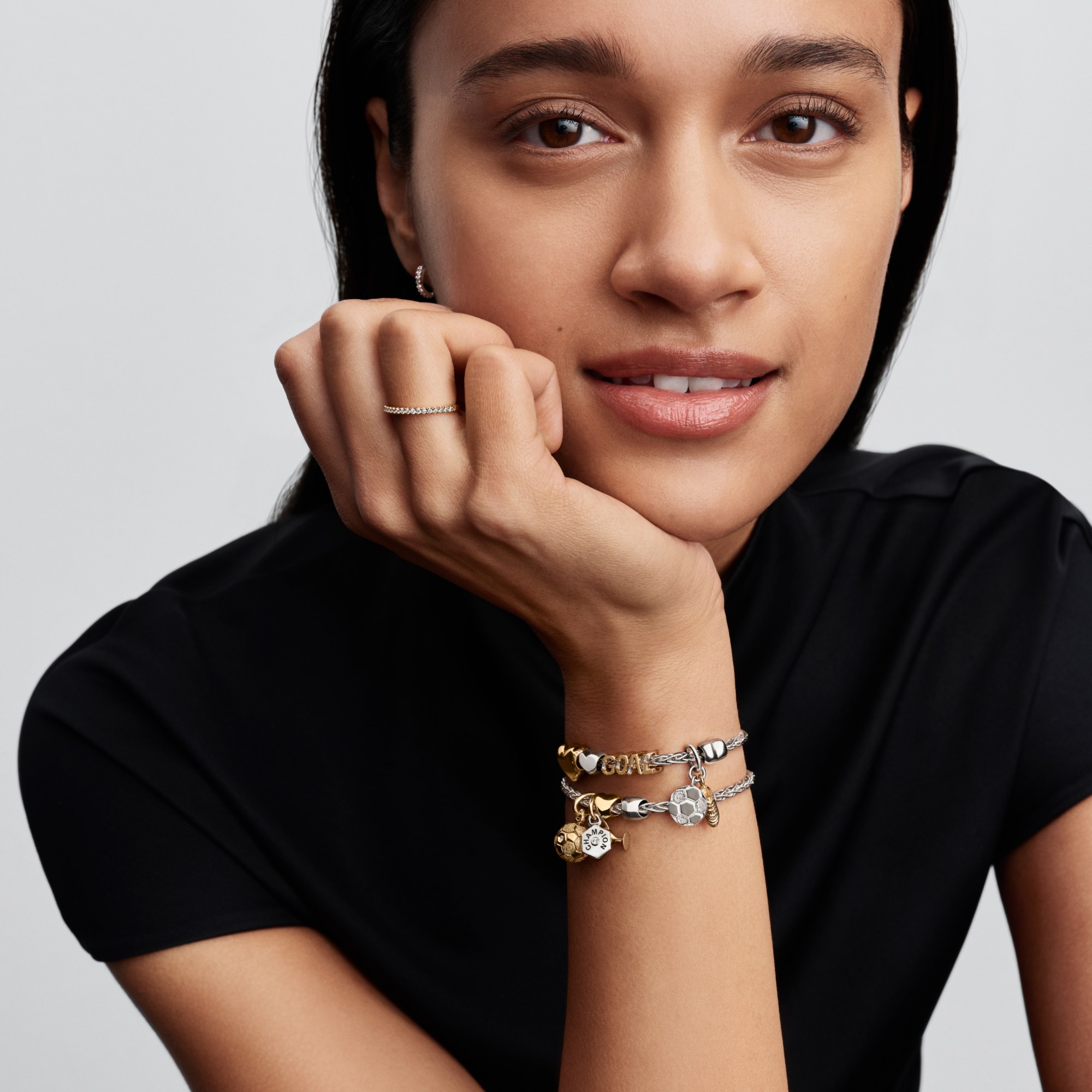 Pandora Goal-Schriftzug-Charm Zirkonia - Gelbgold Vergoldung – Ansicht 5