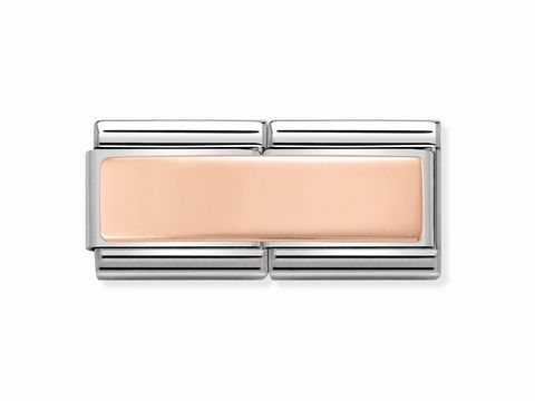 Glatte Plakette von Nomination Composable DOUBLE Classic in Silber und Rosé, mit einem minimalistischen und eleganten Design, ideal für Schmuckliebhaber.