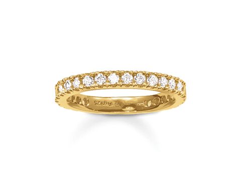 Ring von Thomas Sabo TR1981-414-14-54 aus Silber mit vergoldeter Oberfläche und Zirkonia-Steinen in Größe 54. Elegantes Design ideal für festliche Anlässe.