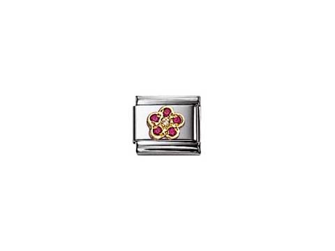 Zirkonia Blume mit roten und gelben Steinen auf einem silbernen Stiel von Nomination, ideal für Schmuckliebhaber, die florale Designs schätzen.