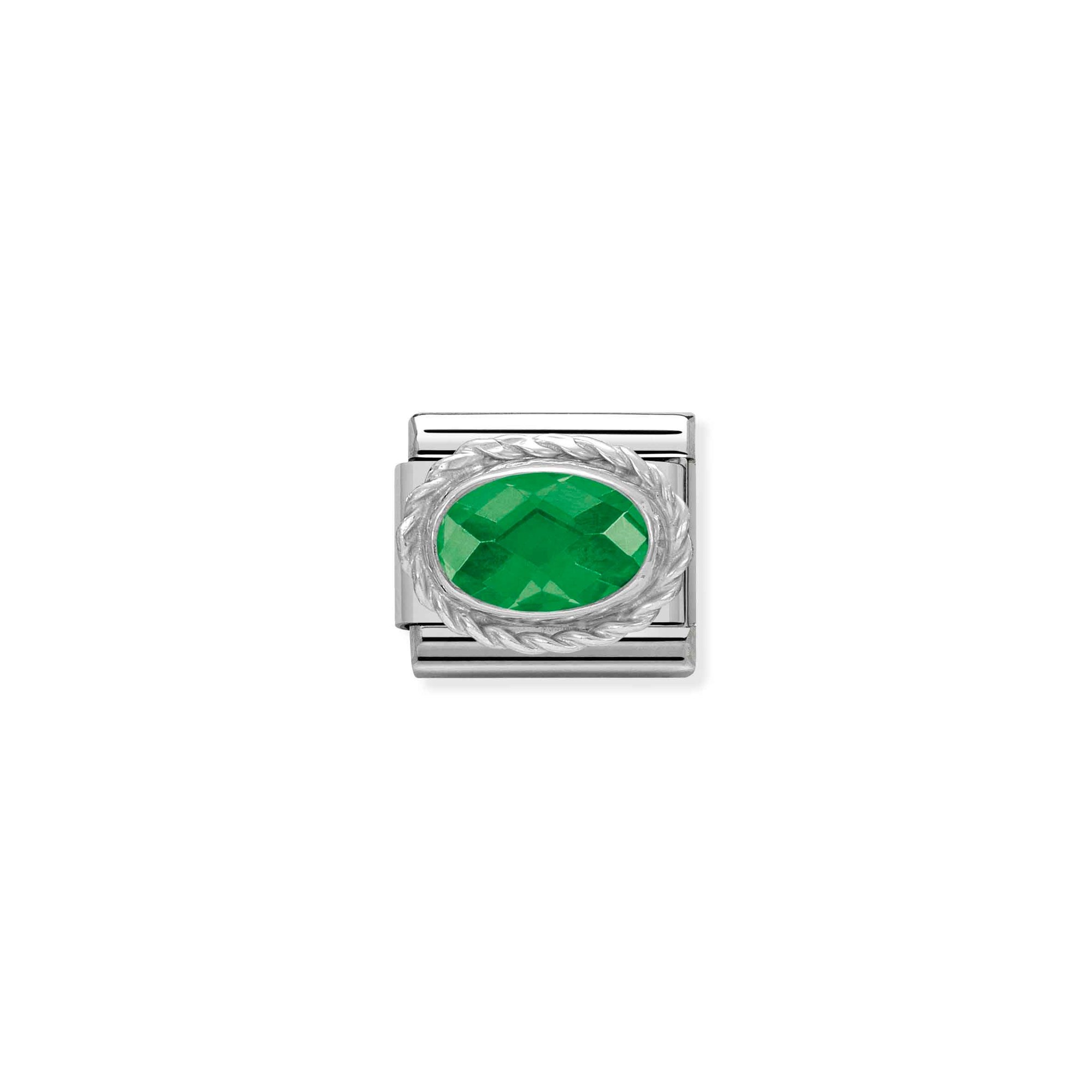 Nomination Composable Classic Charm Kordel Zirkonia grün - Edelstahl, Sterling Silber