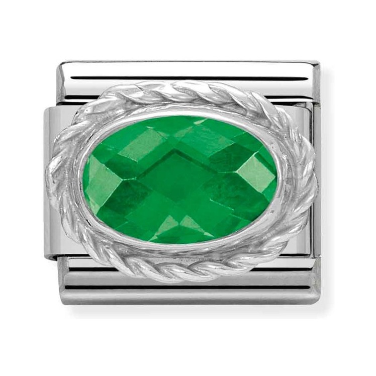 Nomination Composable Classic Charm Kordel Zirkonia grün - Edelstahl, Sterling Silber
