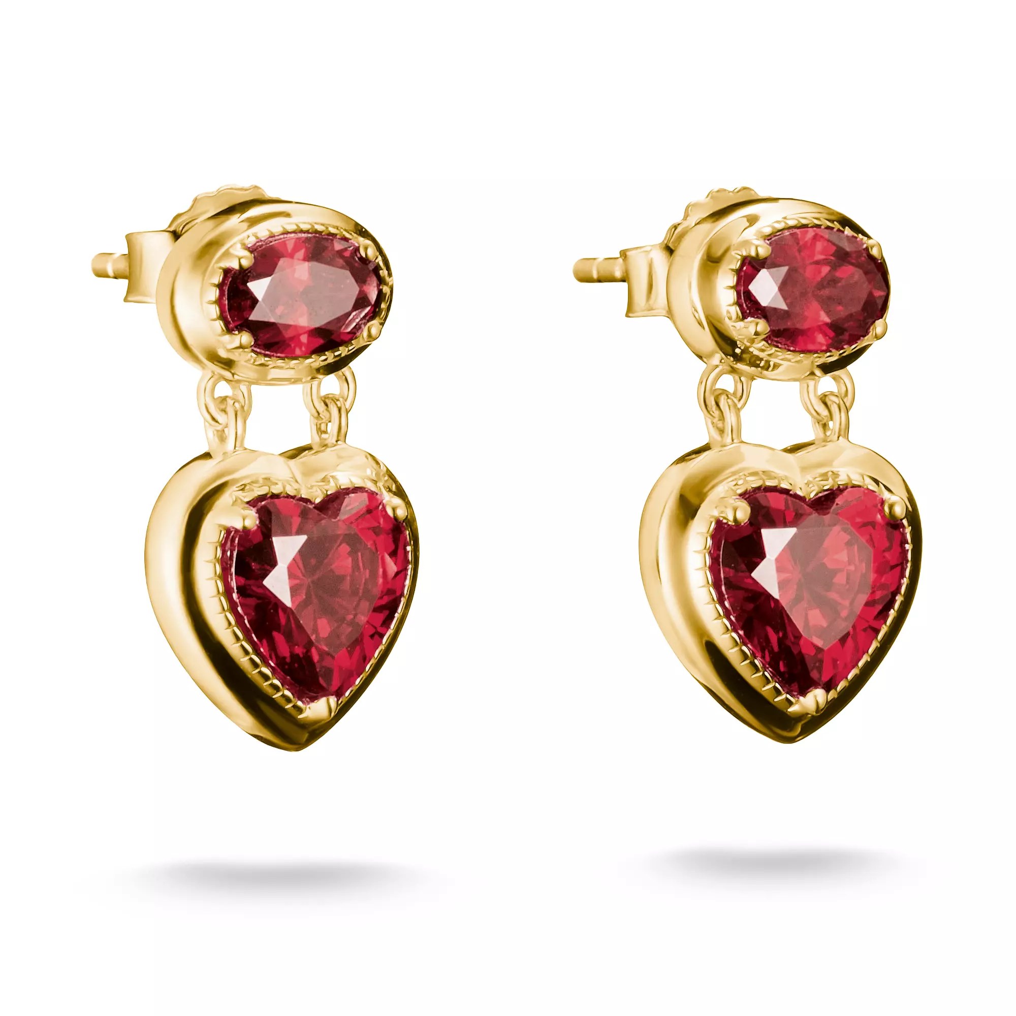 Thomas Sabo Ohrstecker Herz Granatrot ELYNDRA 18k Vergoldung – Silber – Zirkonia – Ansicht 2