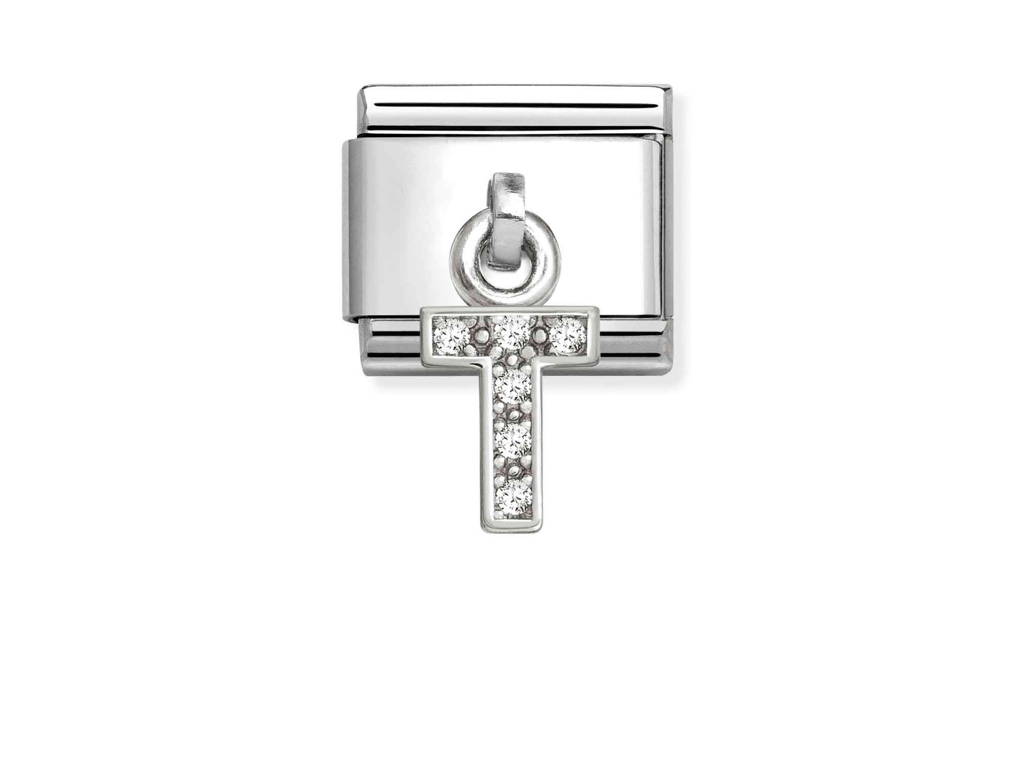 Classic Sterling Silber charm mit dem Buchstaben T, verziert mit Zirkonia, passend für individuelle Armbänder, Hersteller Pandora, neu in der Kollektion.