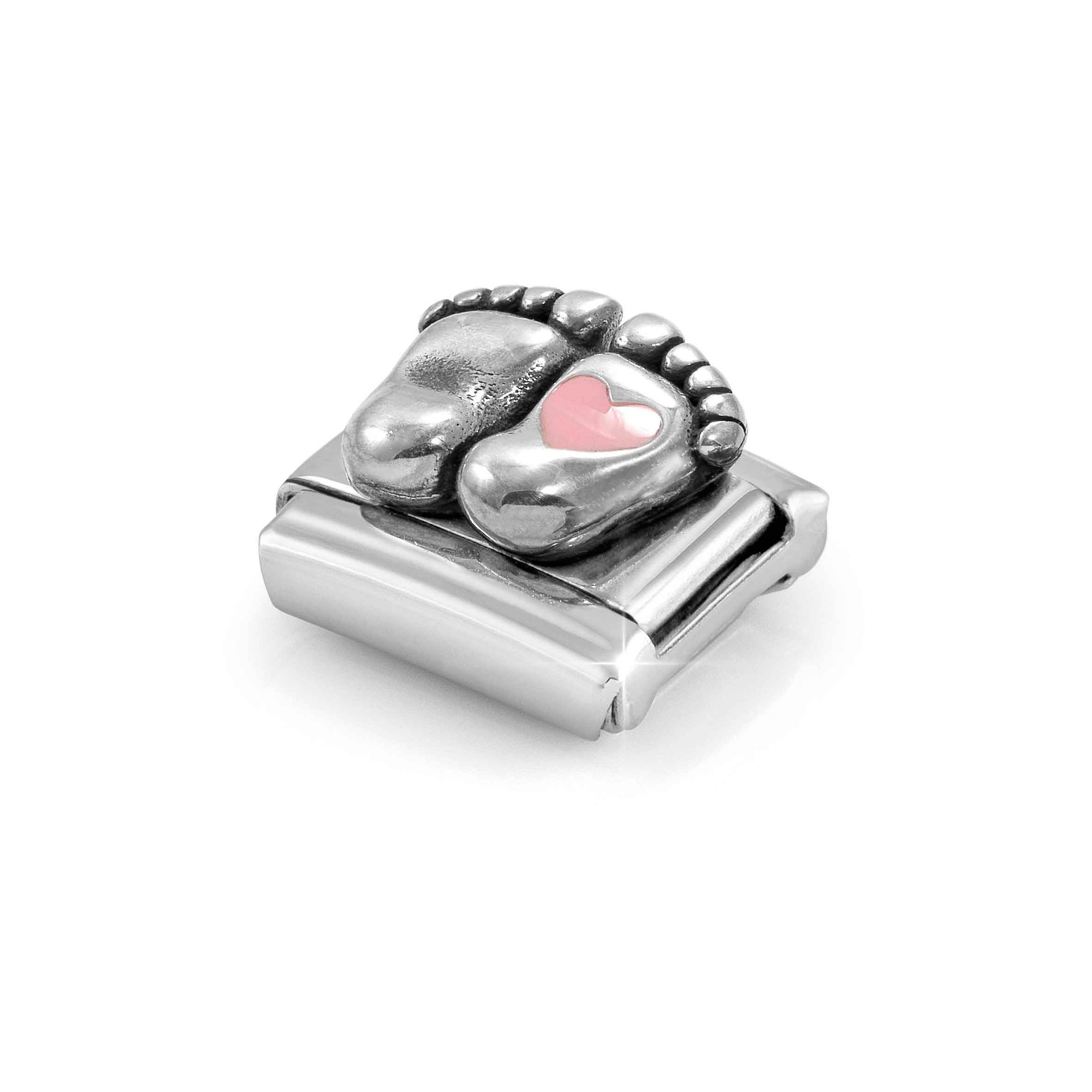 Nomination Sterling Silber - Füßchen mit Herz - Rosa Element - Classic Silber – Ansicht 5