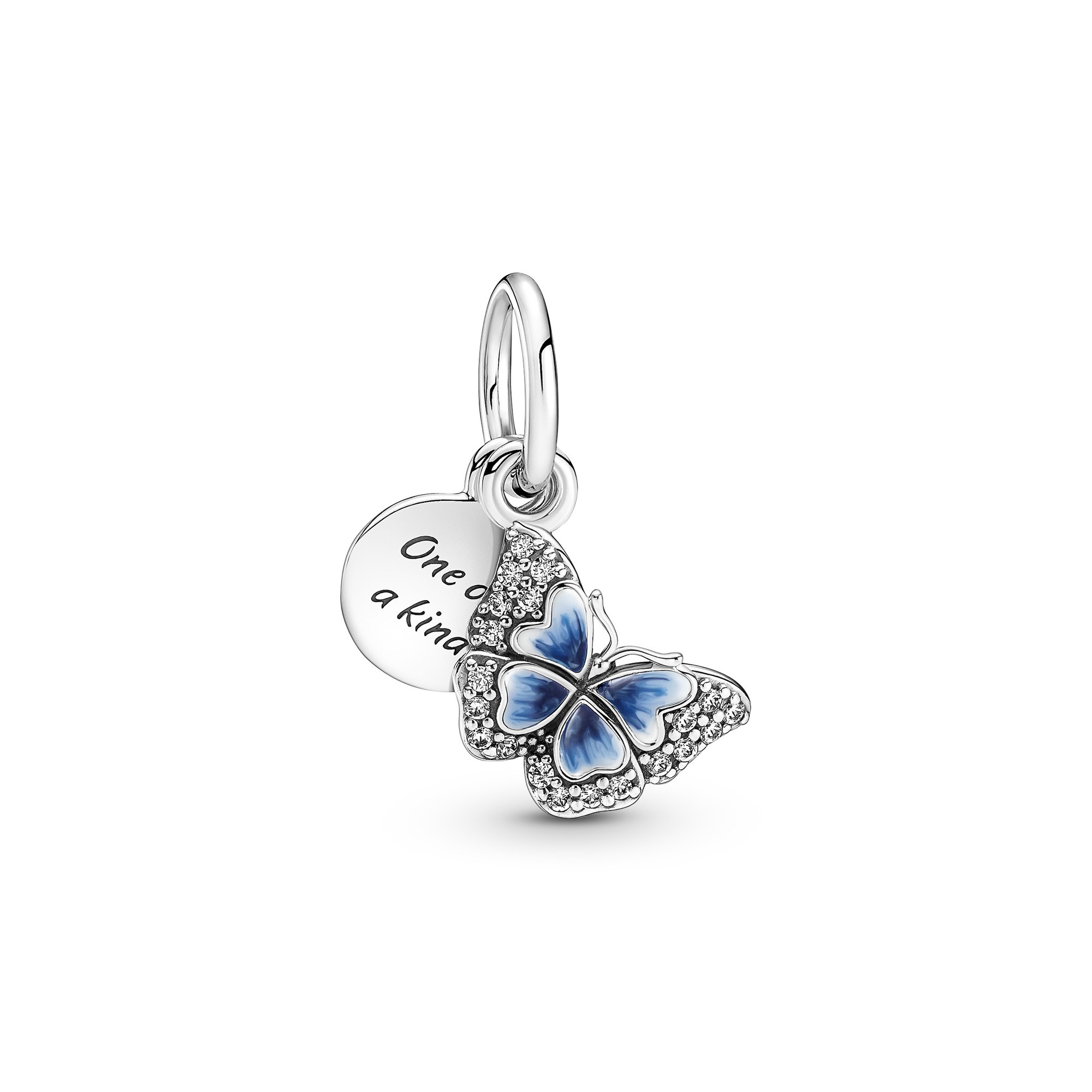 Pandora Blauer Schmetterling & Zitat charm - Silber - Emaille Zirkonia - Blau