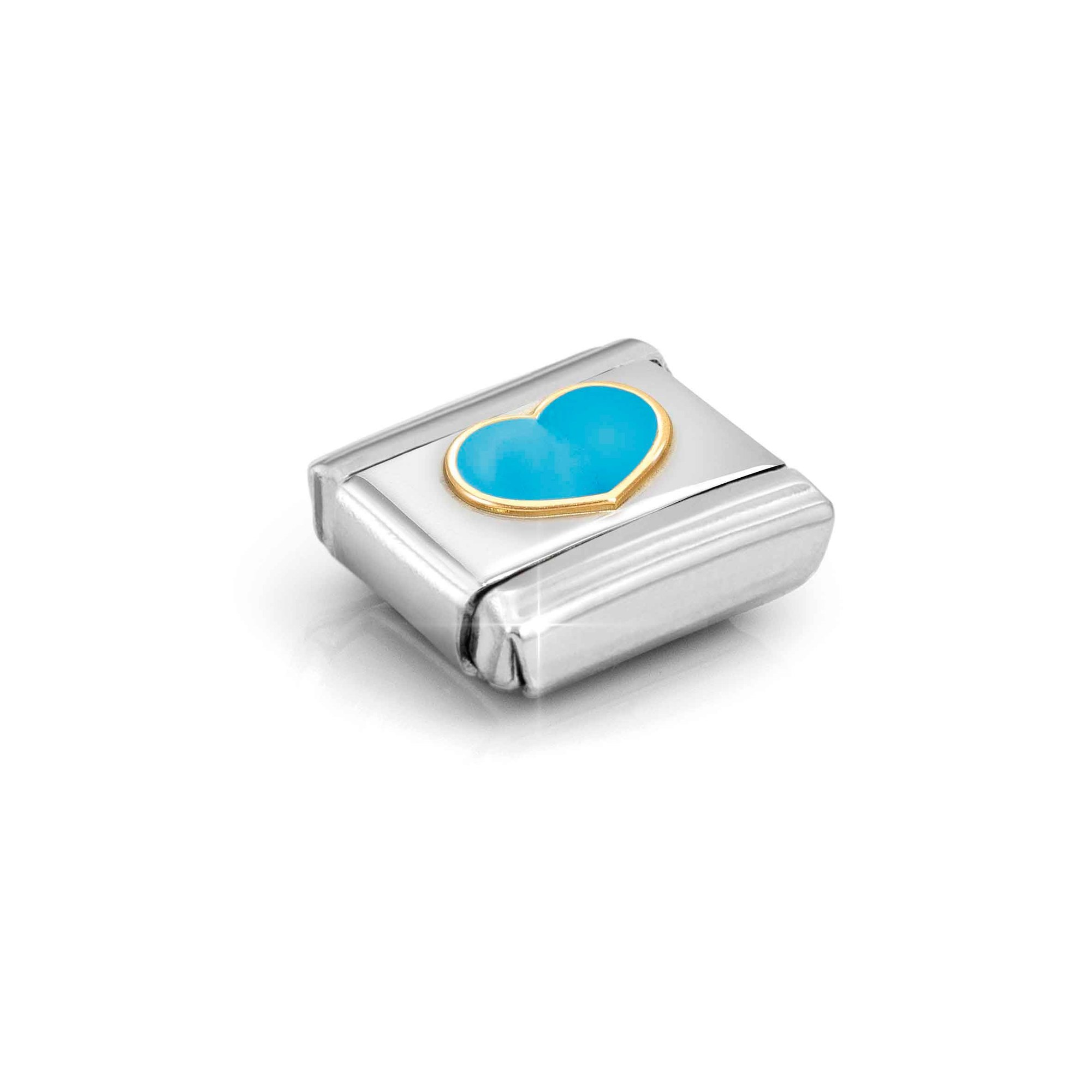 Nomination Composable Classic Charm Herz türkis - Edelstahl, Gold 750, Emaille – Ansicht 4