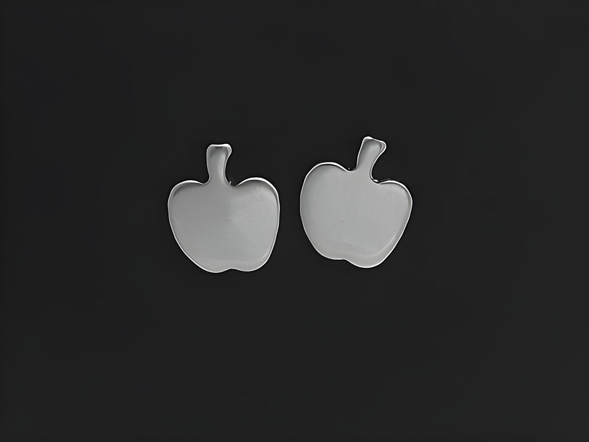 Edelstahl Ohrringe in Apfel Form als Ohrstecker, Hersteller Juwelier Harnisch, schlichtes und modernes Design, ideal für den alltäglichen Gebrauch oder besondere Anlässe.