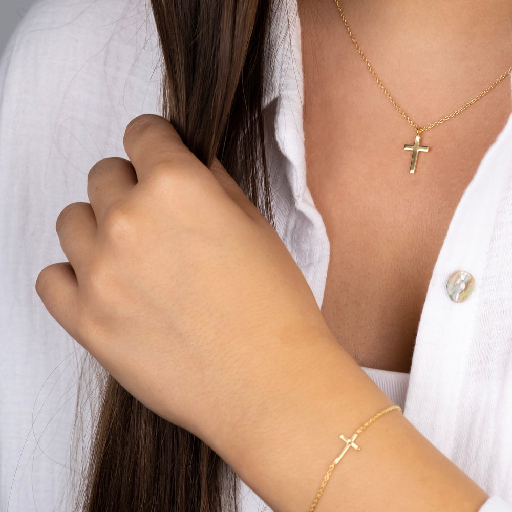Engelsrufer LILCROSS Armband Kreuz platiert - Gelbgold vergoldet auf Silber 17 cm – Ansicht 3