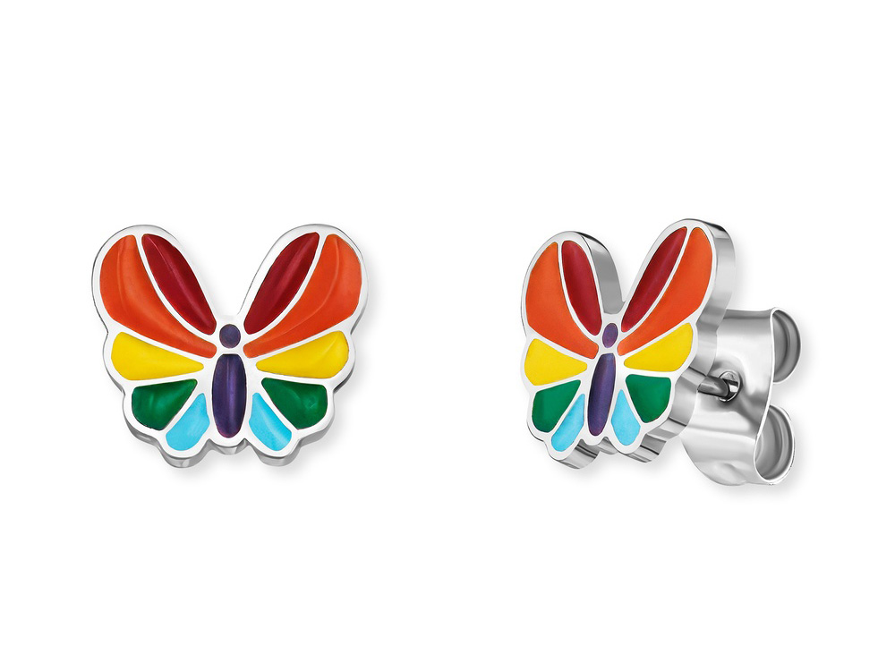 Große Glitzerflügel Ohrhänger in bunten Farben mit Emaille von Herzengel, hergestellt von Herzengel, verleihen jedem Outfit einen farbenfrohen Akzent.