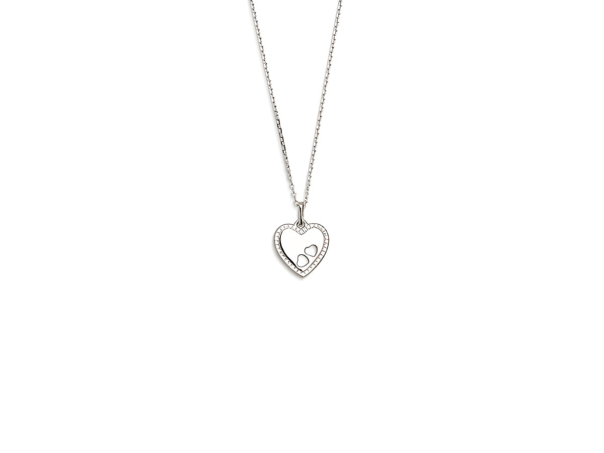 Xenox Sterling Silber Kette XS3540 in 40-45 cm mit einem filigranen Herzanhänger, umgeben von funkelnden Zirkonia, aus der LOVE STORY Kollektion. Ideal als romantisches Geschenk.