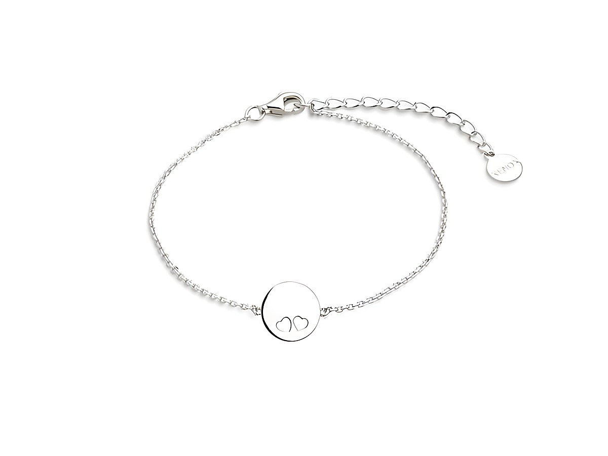 Xenox Sterling Silber Armband XS3572 in Ankerkette mit Herzmotiv, verstellbar von 15 bis 18,5 cm, elegantes Designs für besondere Anlässe.