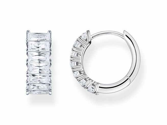 Thomas Sabo Creolen aus Sterling Silber mit weißen Zirkonia, stilvolles und elegantes Design, ideal für jeden Anlass, hochwertiger Schmuck und perfektes Accessoire.