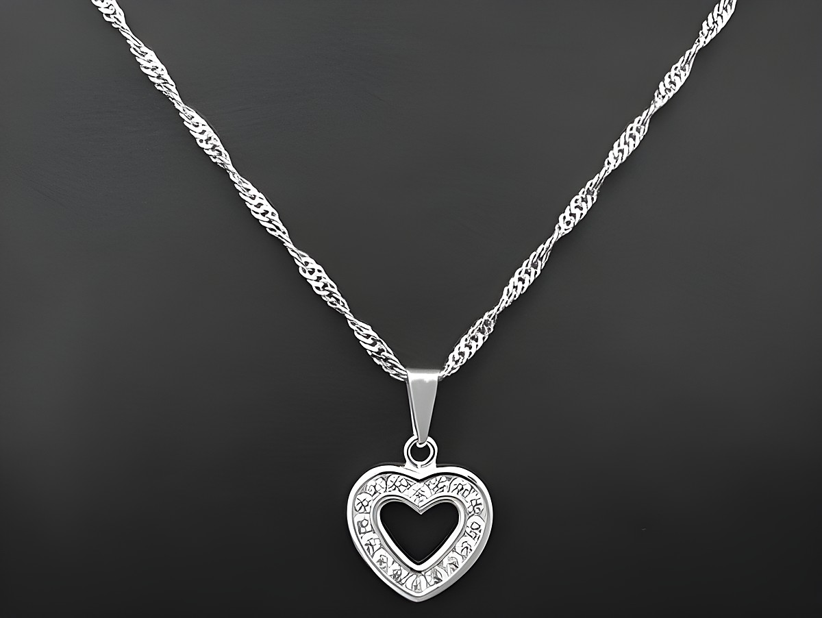 38 cm Sterling Silber Kordelkette Singapurkette 1,8 mm diamantiert mit herzförmigem Anhänger, besetzt mit Zirkonia, Hersteller Juwelier Harnisch bis 1,9 mm. – Ansicht 2