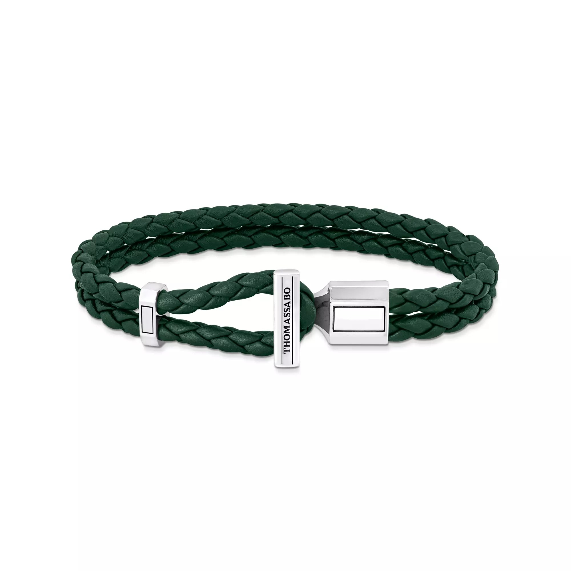 Thomas Sabo Lederarmband doppelt in Grün Silber – Leder – 17 cm