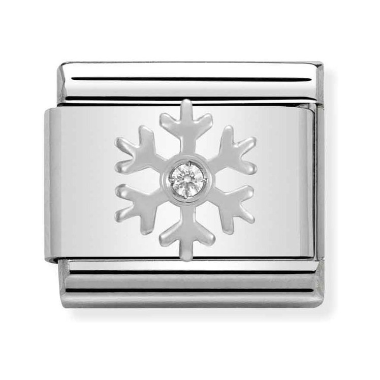 Nomination Composable Classic Charm Schneeflocke - Edelstahl, Sterling Silber, Zirkonia