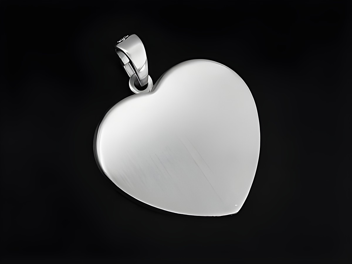 Silber Anhänger in Herzform aus 925 Sterling Silber, rhodiniert und mattiert, romantisch, flach, Größe 1,9 cm, Hersteller Juwelier Harnisch.