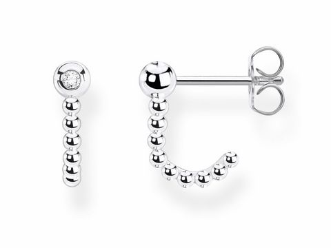 Silberne Ohrstecker aus der Thomas Sabo Charming Collection mit Zirkonia in klar, modernes Design mit Kugeldetails, elegant und vielseitig kombinierbar, hochwertiger Ohrschmuck.