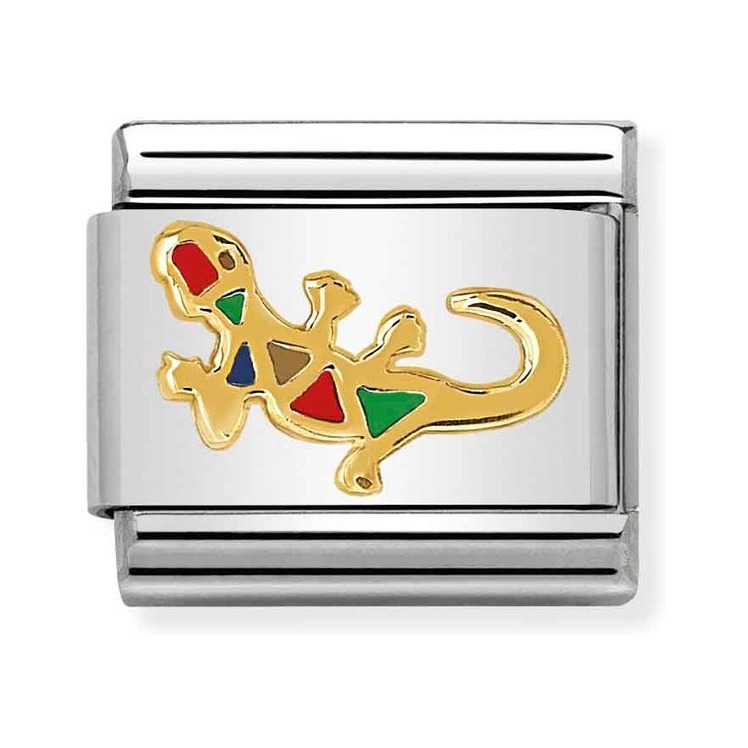 Nomination Composable Classic Charm Drache von Gaudi - Edelstahl, Gold 750 Gelbgold, Emaille
