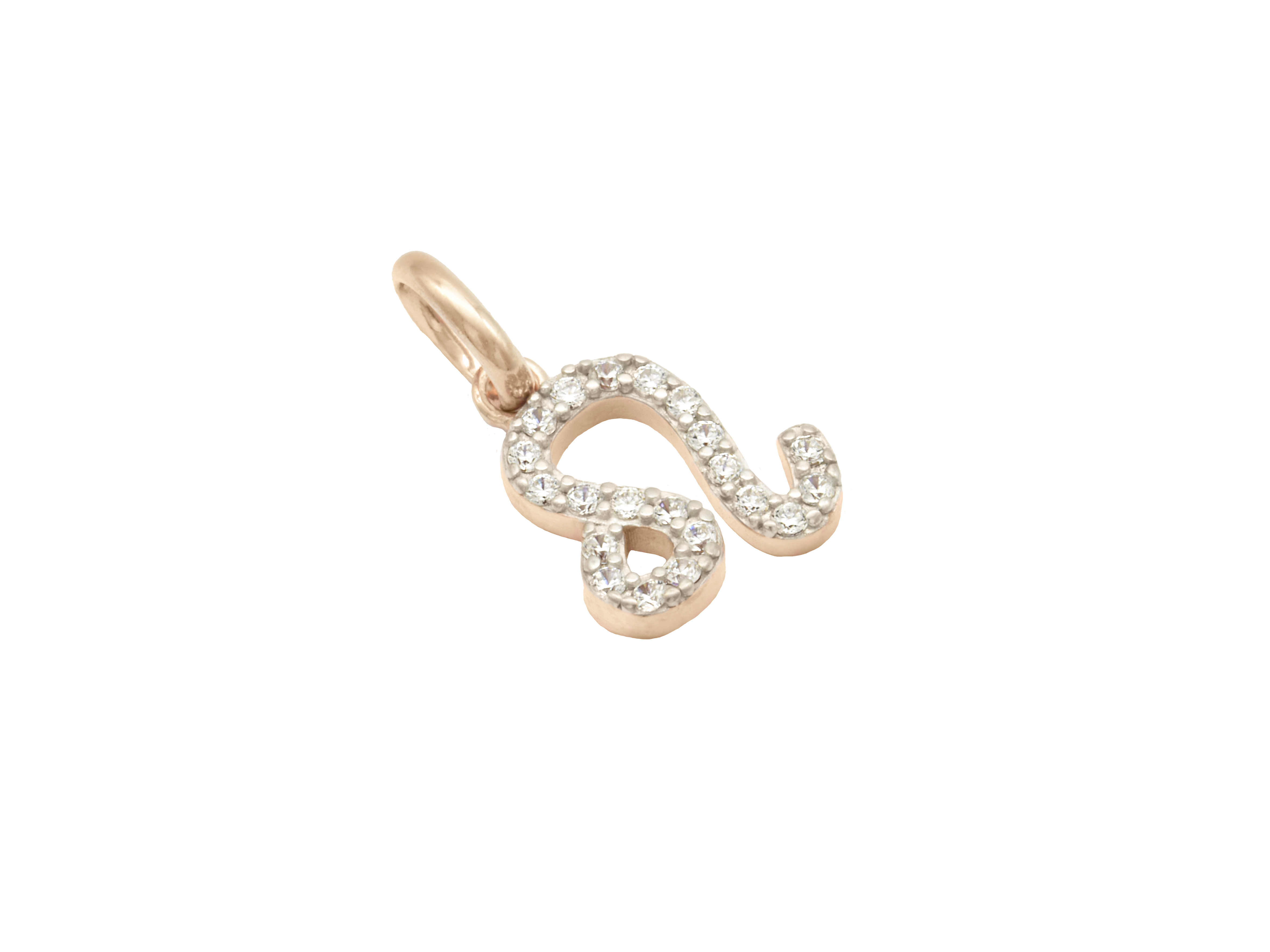 Anhängerschmuck in Form des Sternzeichens Löwe aus Sterling Silber 925 vergoldet in Roségold, poliert, verziert mit Zirkonia, Hersteller Juwelier Harnisch.