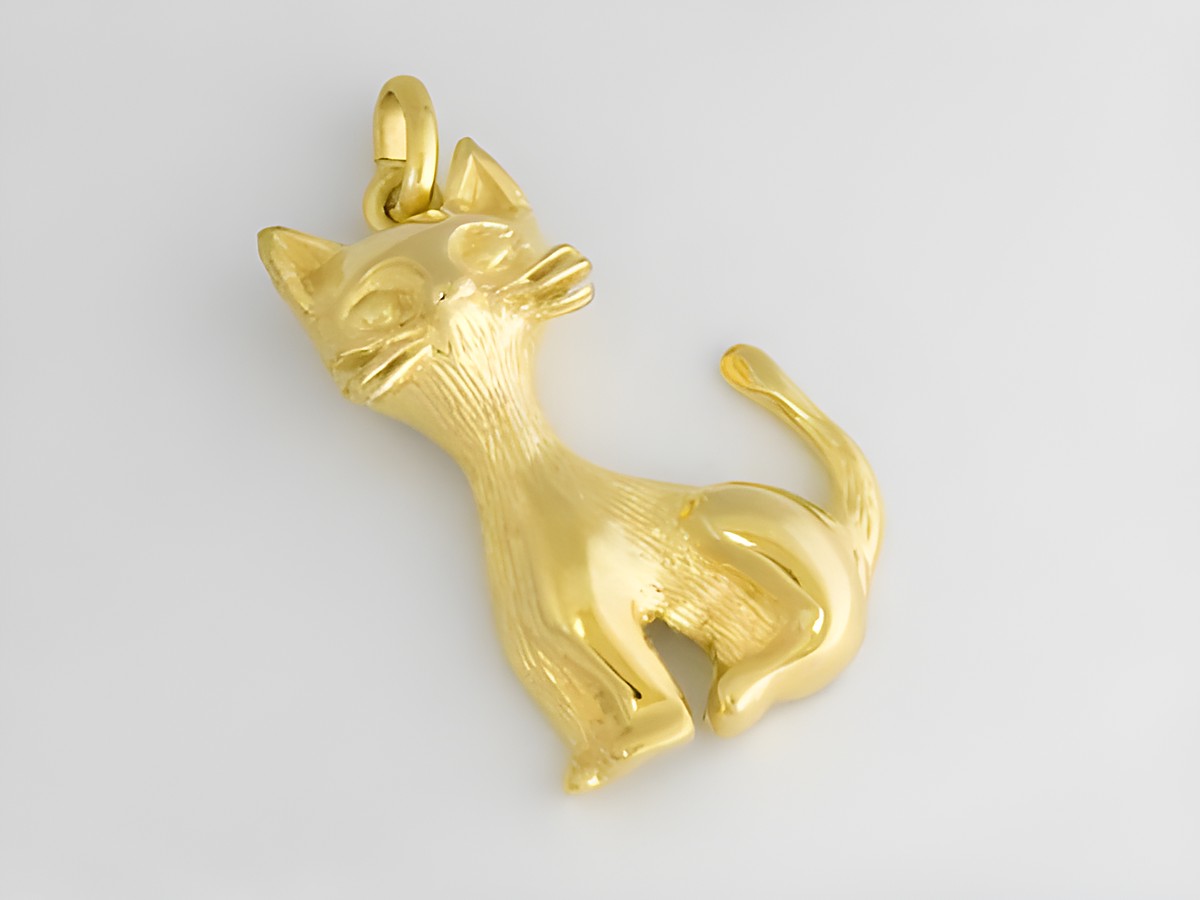 Niedlicher Katze Anhänger aus Gold 333, Hersteller Juwelier Harnisch, ideal für Tierliebhaber und als Schmuckstück für jeden Anlass.