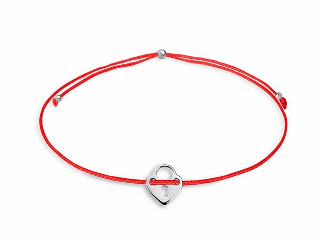 Xenox Sterling Silber Armband XS1680 Crazy Daisy mit rotem Band und herzförmigem Schloss aus Silber, ideal für einen trendigen Look und als Geschenk.