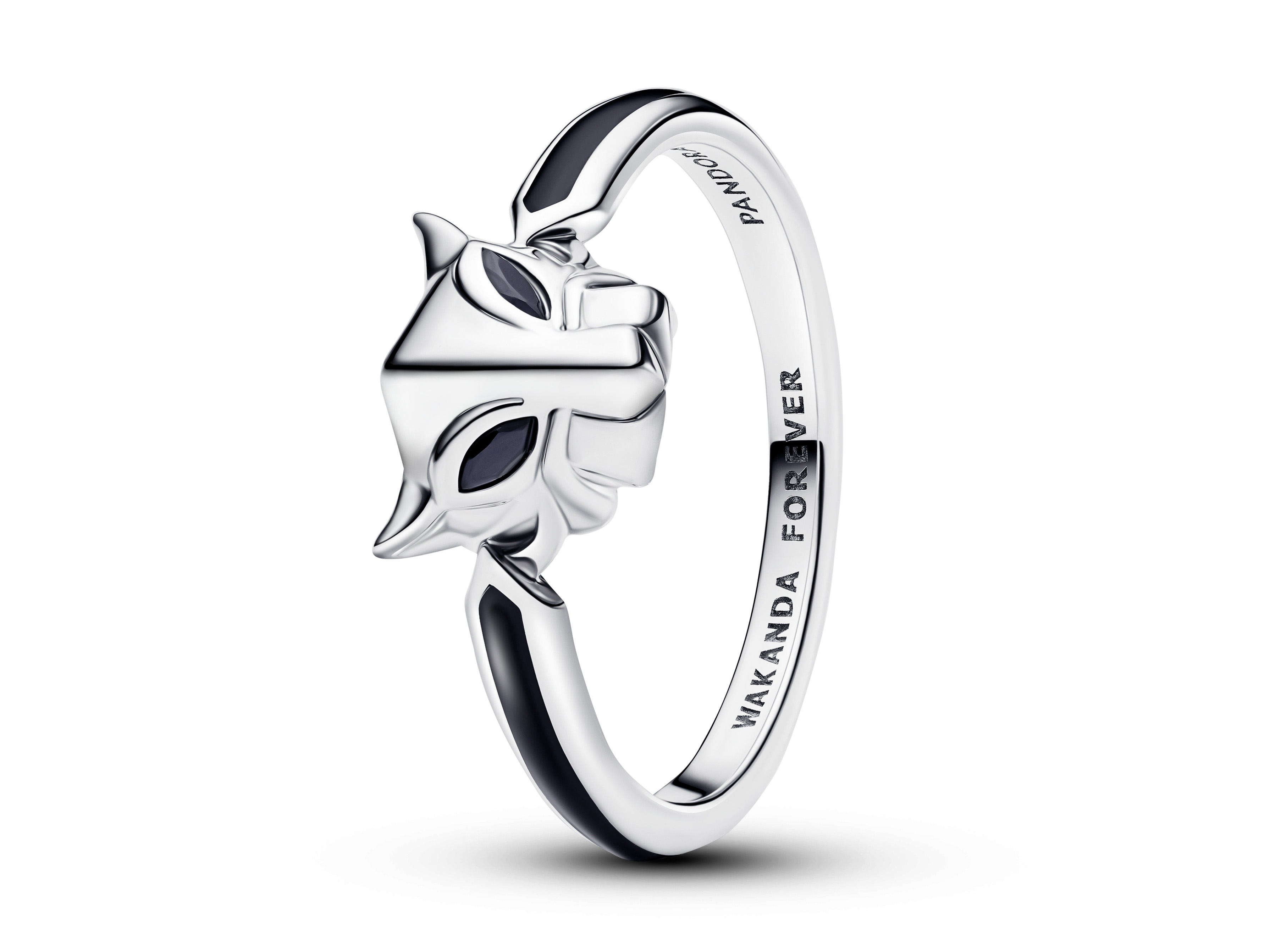 Pandora 194223C01-60 - Marvel Black Panther Ring - Sterling Silber - Emaille Kristall Schwarz - Gr. 54