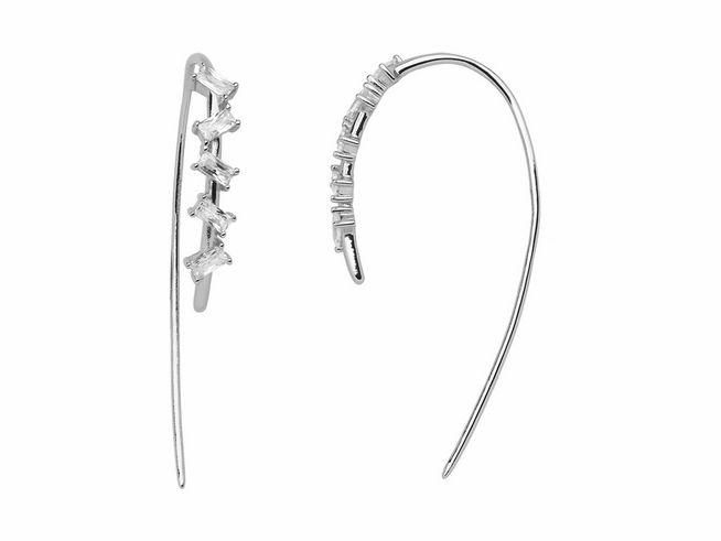 Xenox Sterling Silber Ohrringe XS2365 SPLASH mit einem eleganten Design aus geschwungenem Silber und funkelnden Zirkonia-Steinen, ideal für jeden Anlass und zeitlosen Ohrschmuck.