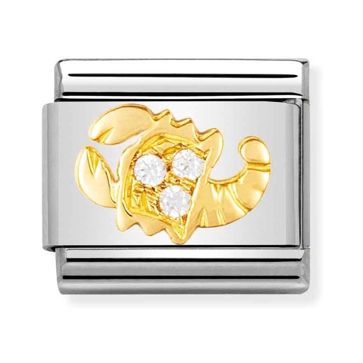 Nomination Composable Classic Charm Sternzeichen Skorpion - Edelstahl, Gold 750 Gelbgold, Zirkonia