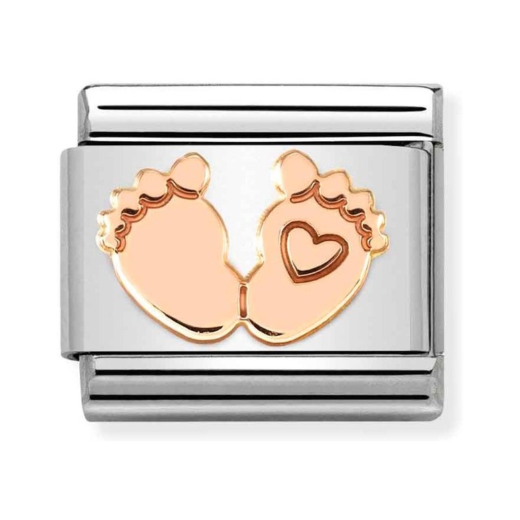 Nomination Composable Classic Charm Babyfüße mit Herz - Edelstahl, roségoldfarben