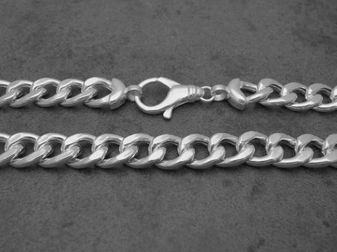 Panzerkette Kette aus rhodiniertem Sterling Silber, 60 cm lang, 12,3 mm stark mit Karabinerverschluss, Gewicht 74,7 g, Modell von Juwelier Harnisch, hochwertig und robust.
