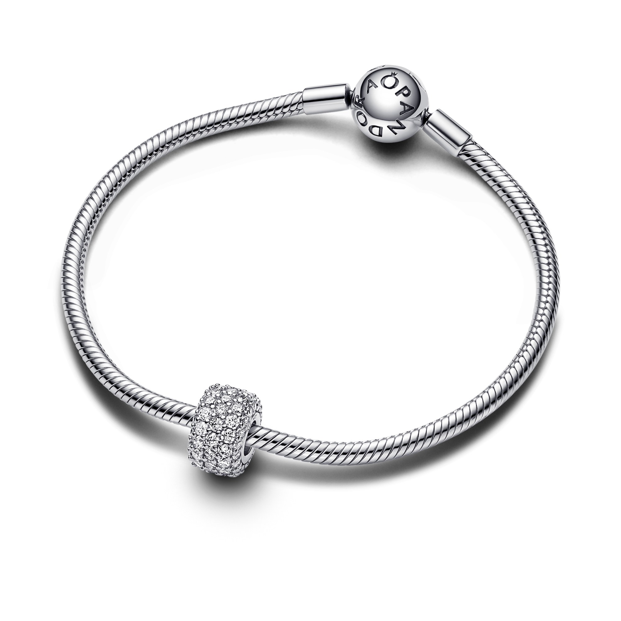 Pandora Funkelnde Dreireihiges Pavé-Charm - Sterling Silber - Zirkonia – Ansicht 2