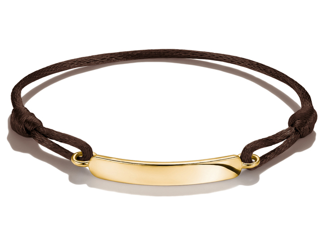 Thomas Sabo Together - A2238-M03-2-L24V - Gravur-Armband - 24 cm - 18K Gelbgold-Vergoldung & Textil - braun