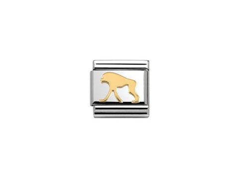 Schmuckstück von Nomination Classic BICOLOR mit einem stilisierten Affenmotiv in Gold und Silber, ideal für Tierliebhaber und als modisches Accessoire.