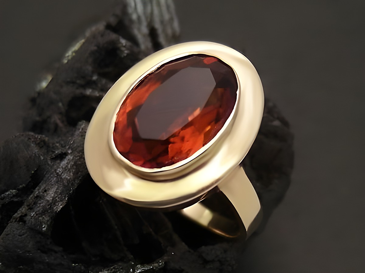 Goldring aus Gold 333 mit unechtem Stein in ovaler Form, Größe 52, Hersteller Juwelier Harnisch, bis Größe 52/17.