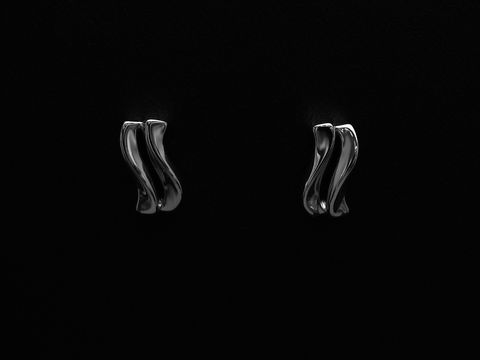 Ohrringe geschwungen 925 Sterling Silber rhodiniert, Hersteller Juwelier Harnisch, Ohrstecker ohne Stein, elegantes Design in glänzender Oberfläche, ideal für jeden Anlass.