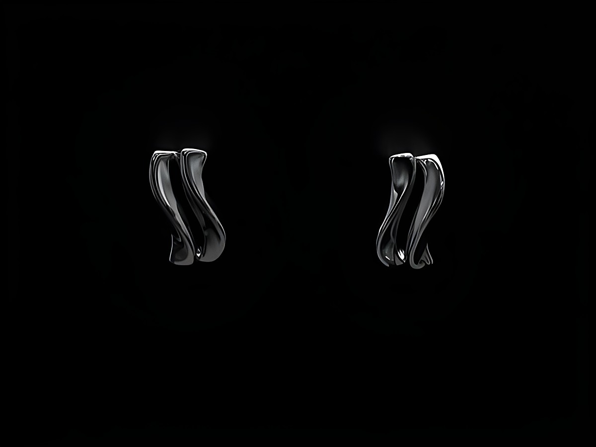 Ohrringe geschwungen 925 Sterling Silber rhodiniert, Hersteller Juwelier Harnisch, Ohrstecker ohne Stein, elegantes Design in glänzender Oberfläche, ideal für jeden Anlass.