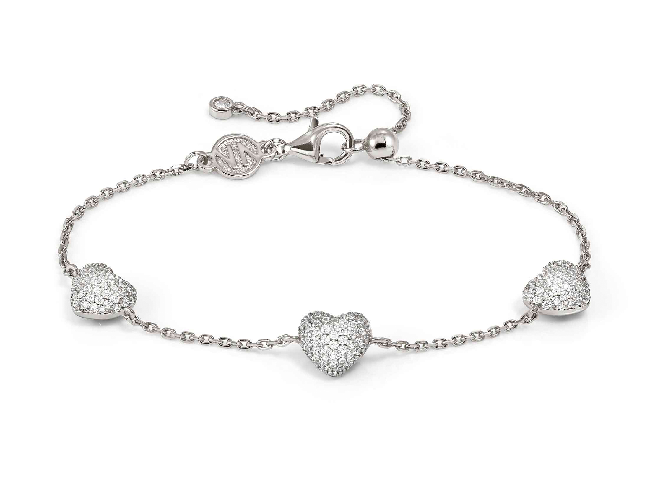 Nomination 242703 04 - LIFEPOETRY Armband aus Sterling Silber & Zirkonia in Pavé-Fassung besetzte Schmuckelemente - Herz - rhodiniert