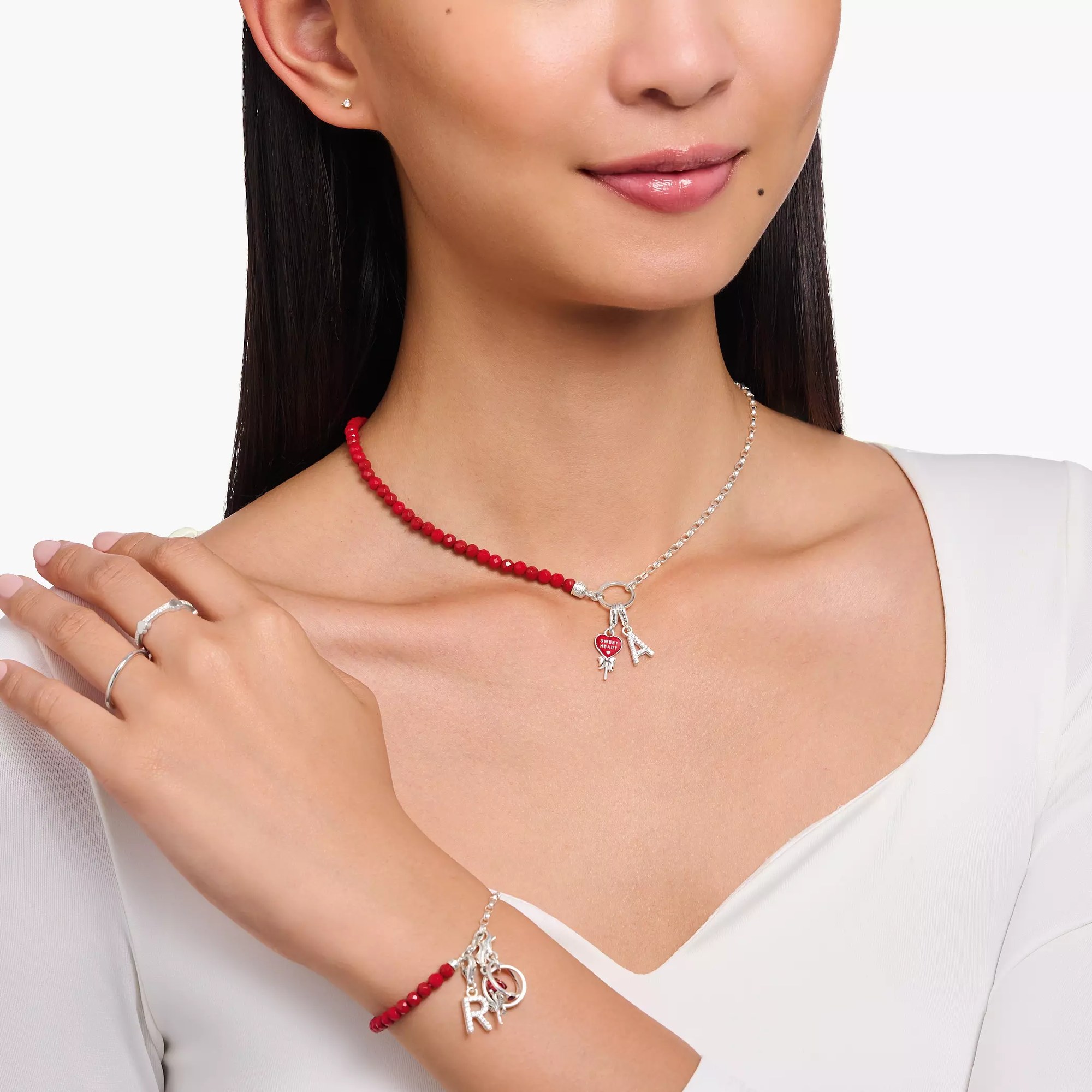 Thomas Sabo Charm-Anhänger - funkelnder Buchstabe A - Silber & Zirkonia - Weiß – Ansicht 2