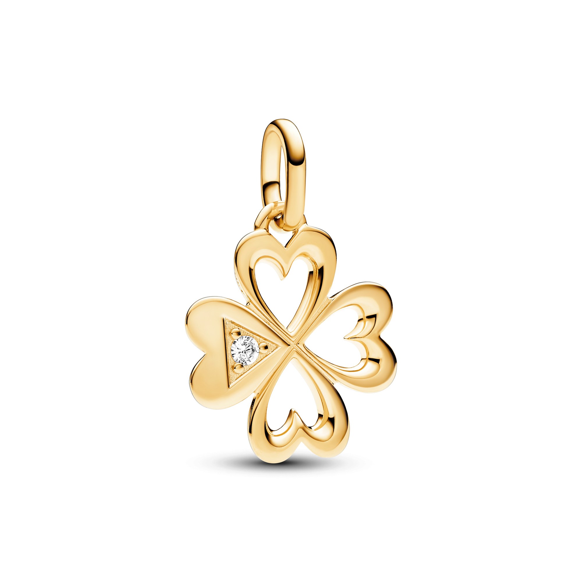 Pandora ME Charms - Herz-Medaillon-Charm mit vierblättrigem Kleeblatt - Gelbgold Vergoldung - Zirkonia