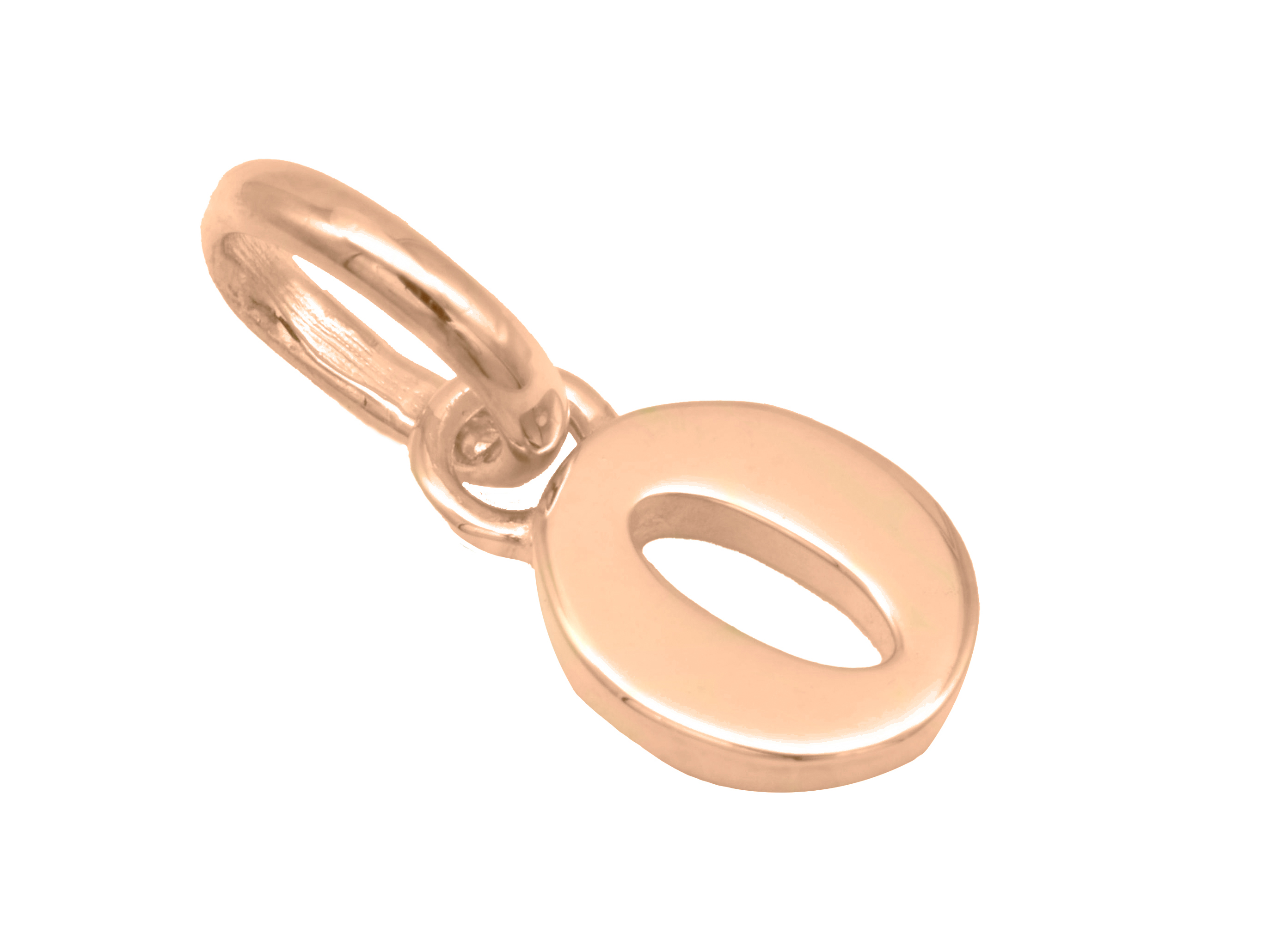 Silber Anhänger Zahl 0 aus Sterling Silber, roségold vergoldet und poliert, als Glückszahl gestaltet, vom Hersteller Juwelier Harnisch.