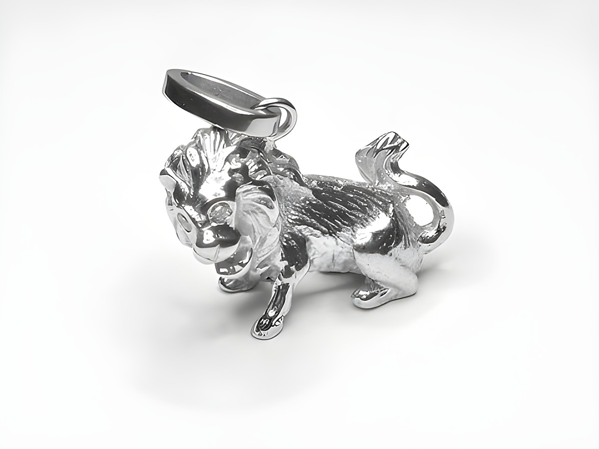 Löwe Weißgold Anhänger Handarbeit Brillanten 750 Weißgold Hersteller Juwelier Harnisch Tiere.