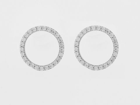 Ohrringe Silber rhod. rund hinreißend Stecker Zirkonia vom Hersteller Juwelier Harnisch, glänzende Zirkonia verzieren die elegante Oberfläche der Ohrringe und verleihen einen funkelnden Akzent.