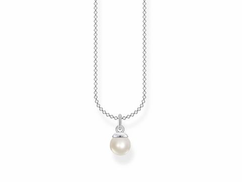 Elegante Thomas Sabo Kette aus Silber mit einer Süßwasserzuchtperle als Anhänger, ein schlichtes und stilvolles Schmuckstück in den Längen 38 bis 45 cm.